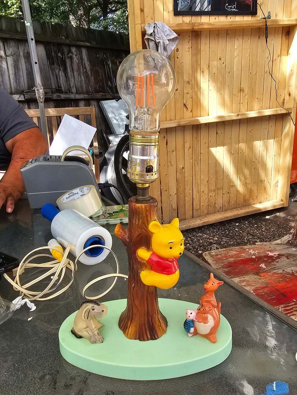 Vintage Winnie The Pooh Nursery Lamp With Friends